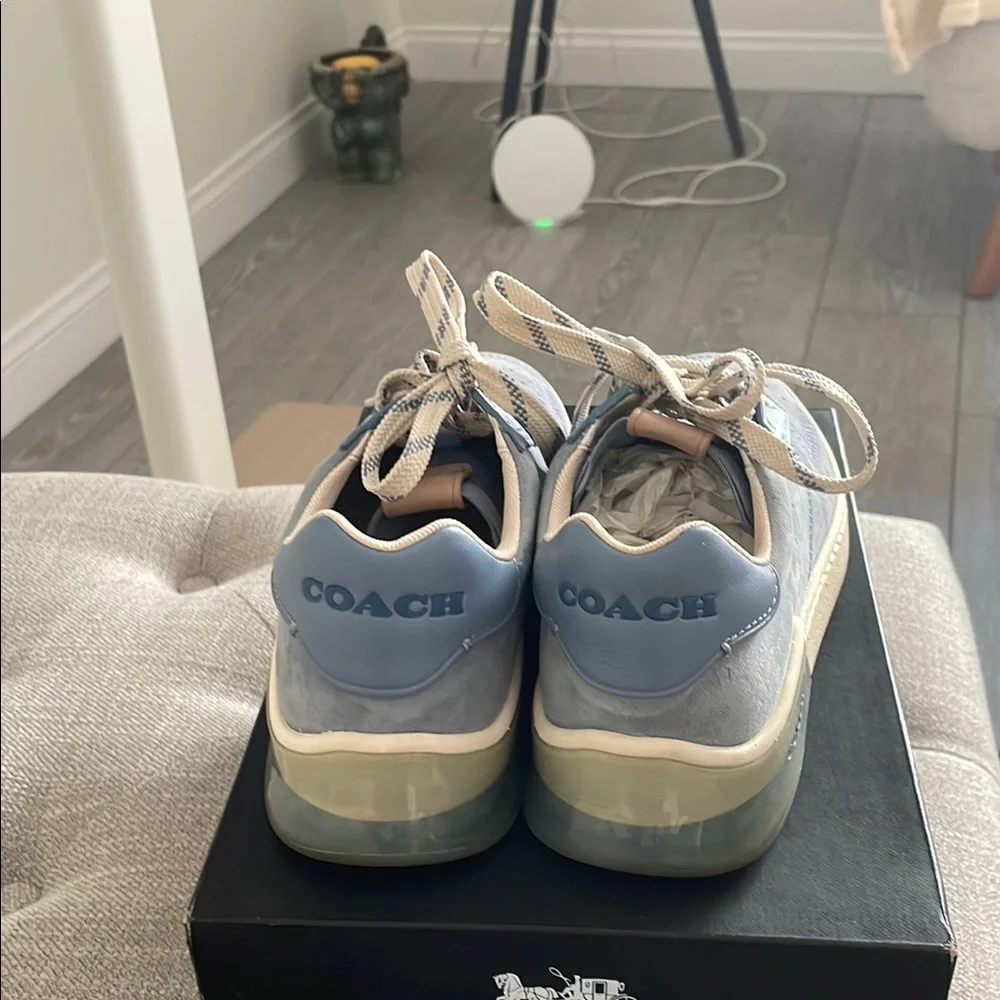 Coach Blue Cream Sneakers Stylish Comfort - Picture 3 of 8